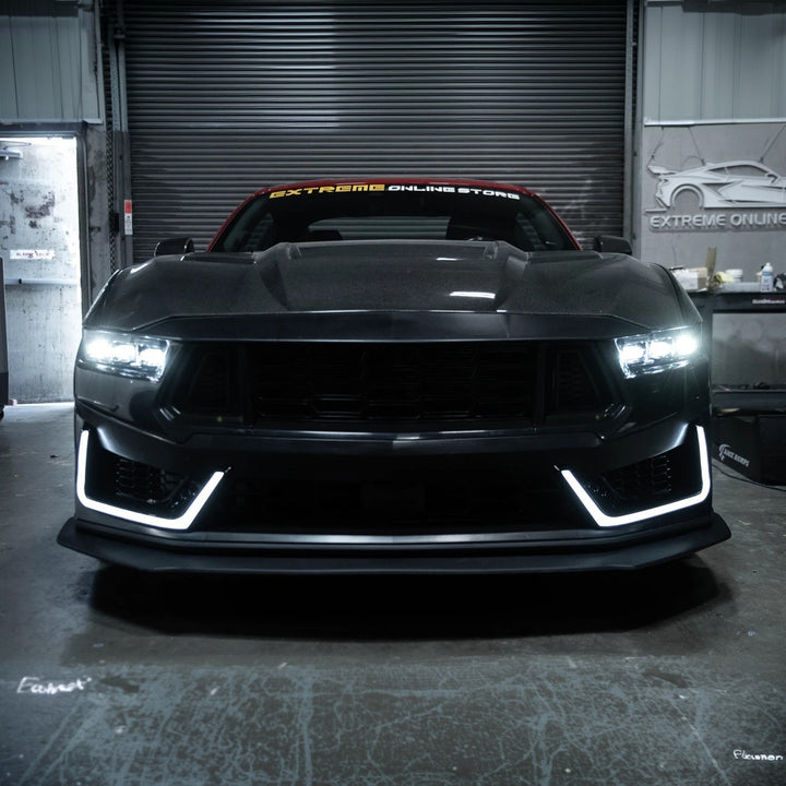 2024-Up Mustang | Dark Horse Style Front Bumper Cover Lip w/ LED Side Grille