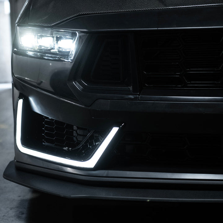 2024-Up Mustang | Dark Horse Style Front Bumper Cover Lip w/ LED Side Grille