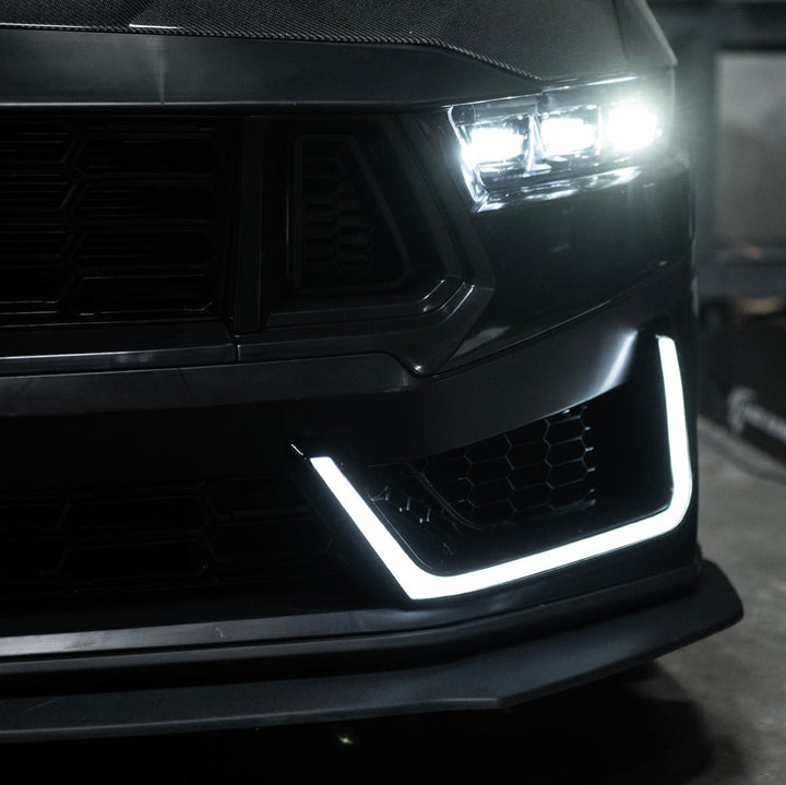 2024-Up Mustang | Dark Horse Style Front Bumper Cover Lip w/ LED Side Grille