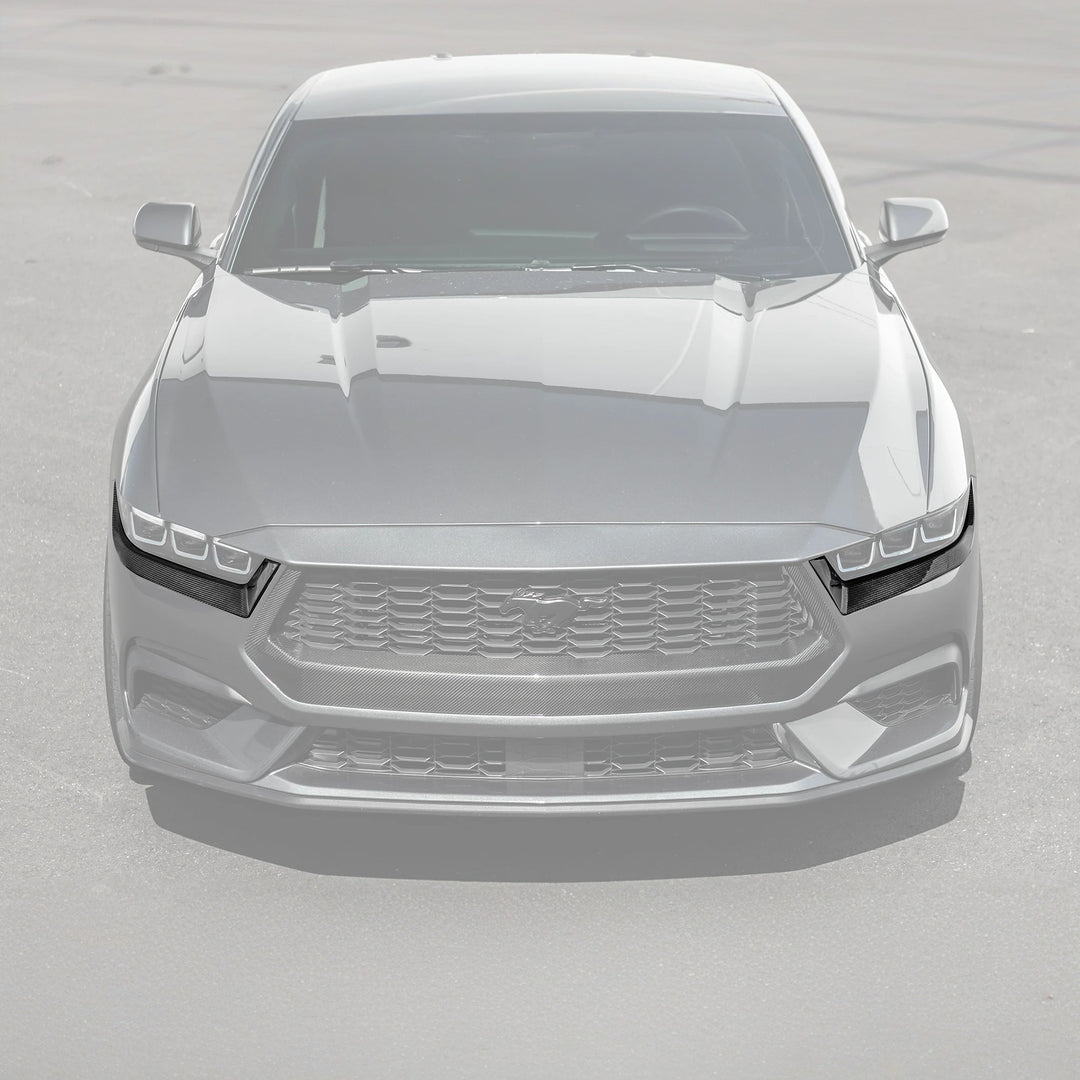 2024-Up Ford Mustang DRY CARBON FIBER Headlight Eyebrow Trim Cover Pair