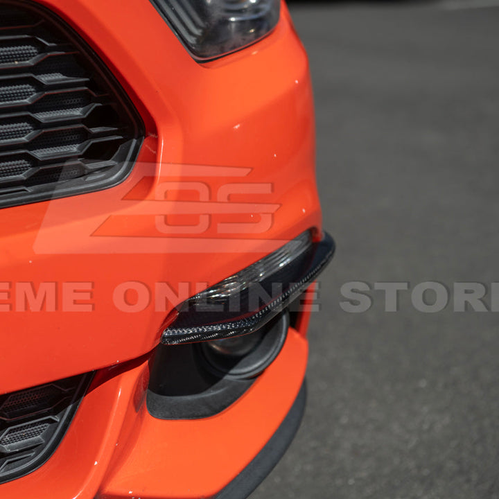 2015-17 Ford Mustang DRY CARBON FIBER Front Bumper Fog Light Eyebrow Trim Pair