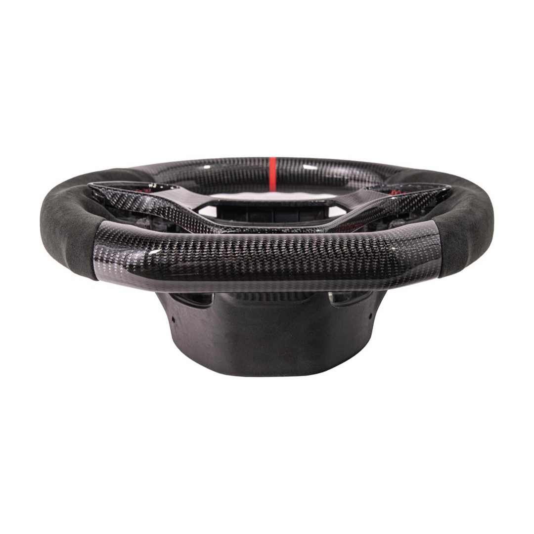 Chevrolet Corvette C7 Black Leather Red Stitching Carbon Fiber Steering Wheel