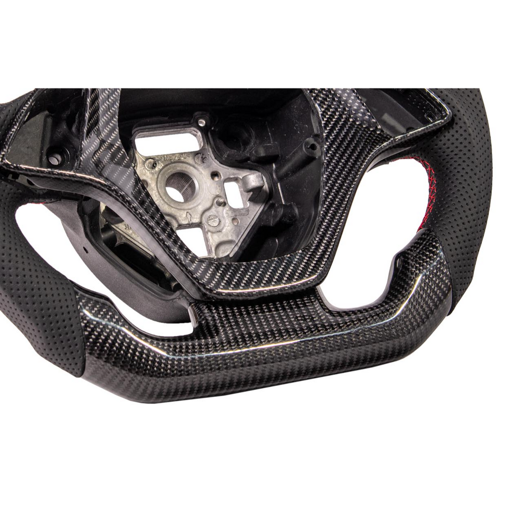 Chevrolet Corvette C7 Black Leather Red Stitching Carbon Fiber Steering Wheel