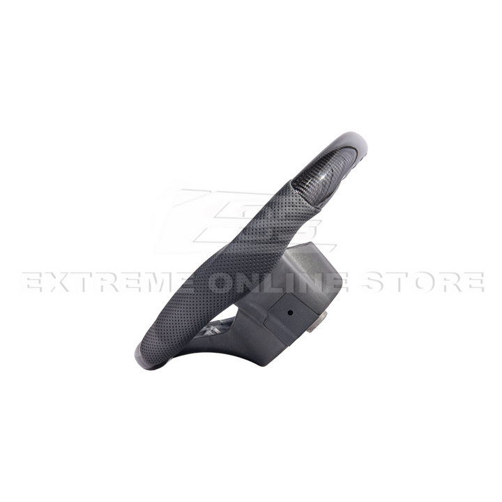 2021-Up Ford F-150 CARBON FIBER Perforated Leather Red Stripe Steering Wheel