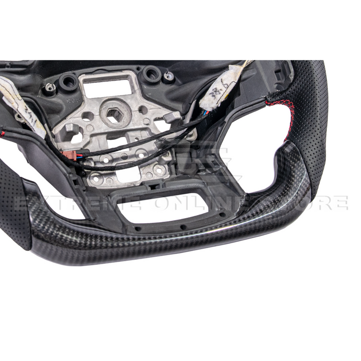 2021-Up Ford F-150 CARBON FIBER Perforated Leather Red Stripe Steering Wheel