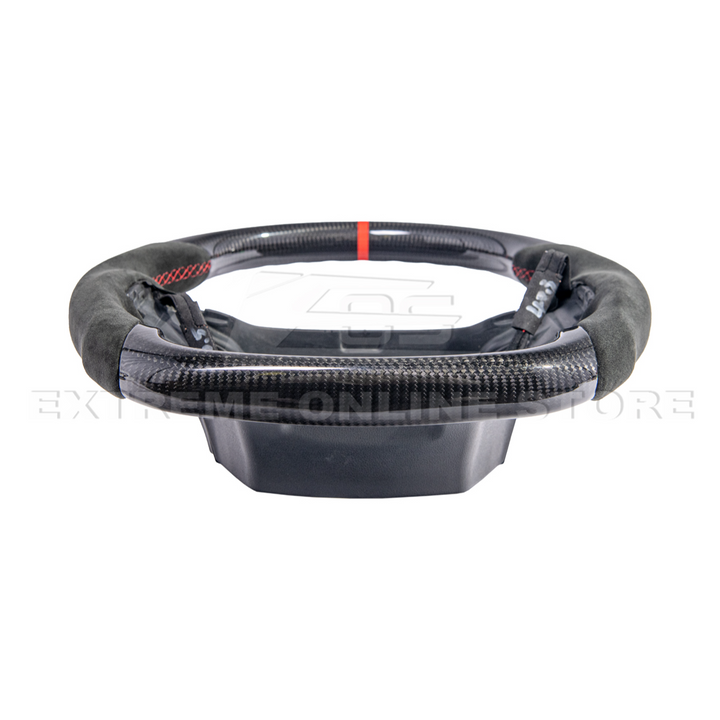 2021-Up Ford F-150 CARBON FIBER Alcantara Leather Red Stripe Steering Wheel