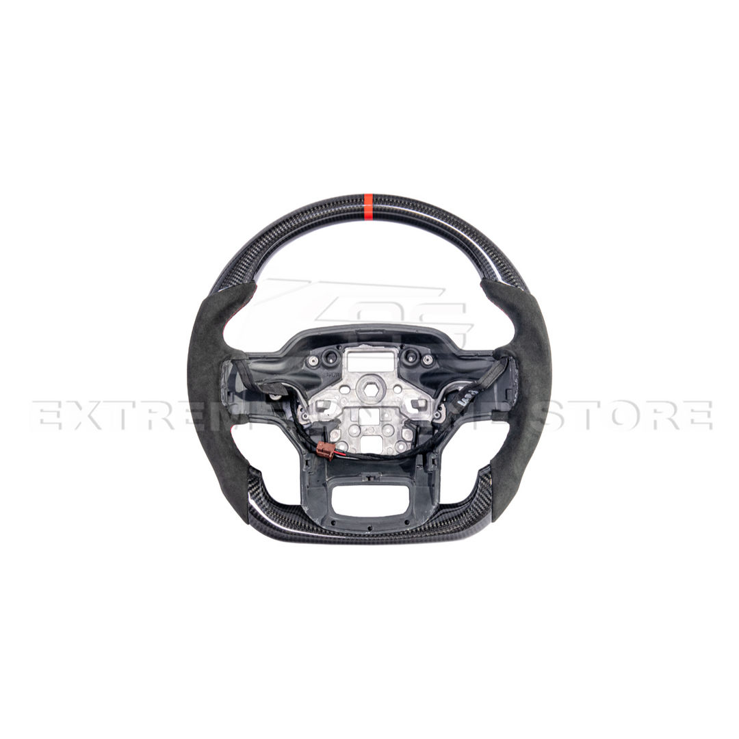 2021-Up Ford F-150 CARBON FIBER Alcantara Leather Red Stripe Steering Wheel