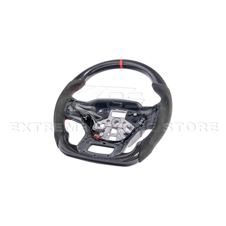 2021-Up Ford F-150 CARBON FIBER Alcantara Leather Red Stripe Steering Wheel