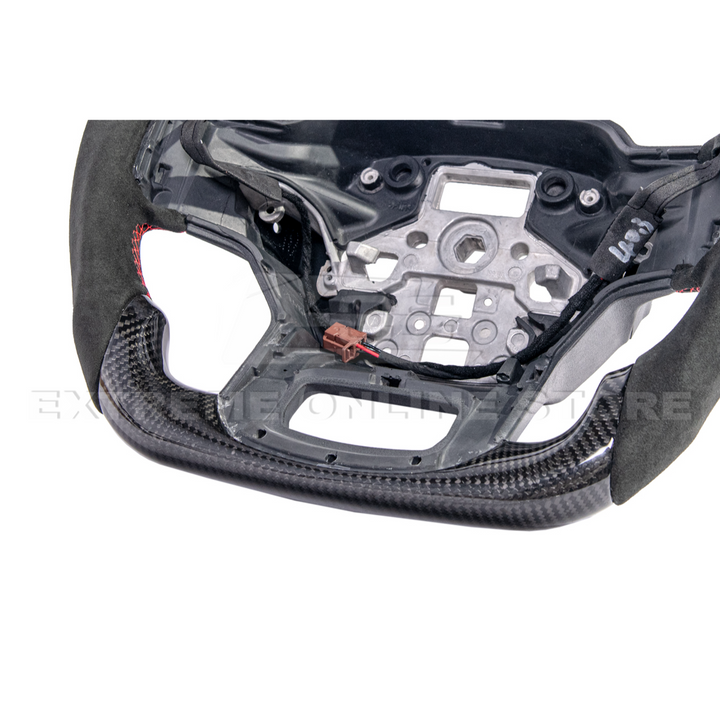 2021-Up Ford F-150 CARBON FIBER Alcantara Leather Red Stripe Steering Wheel