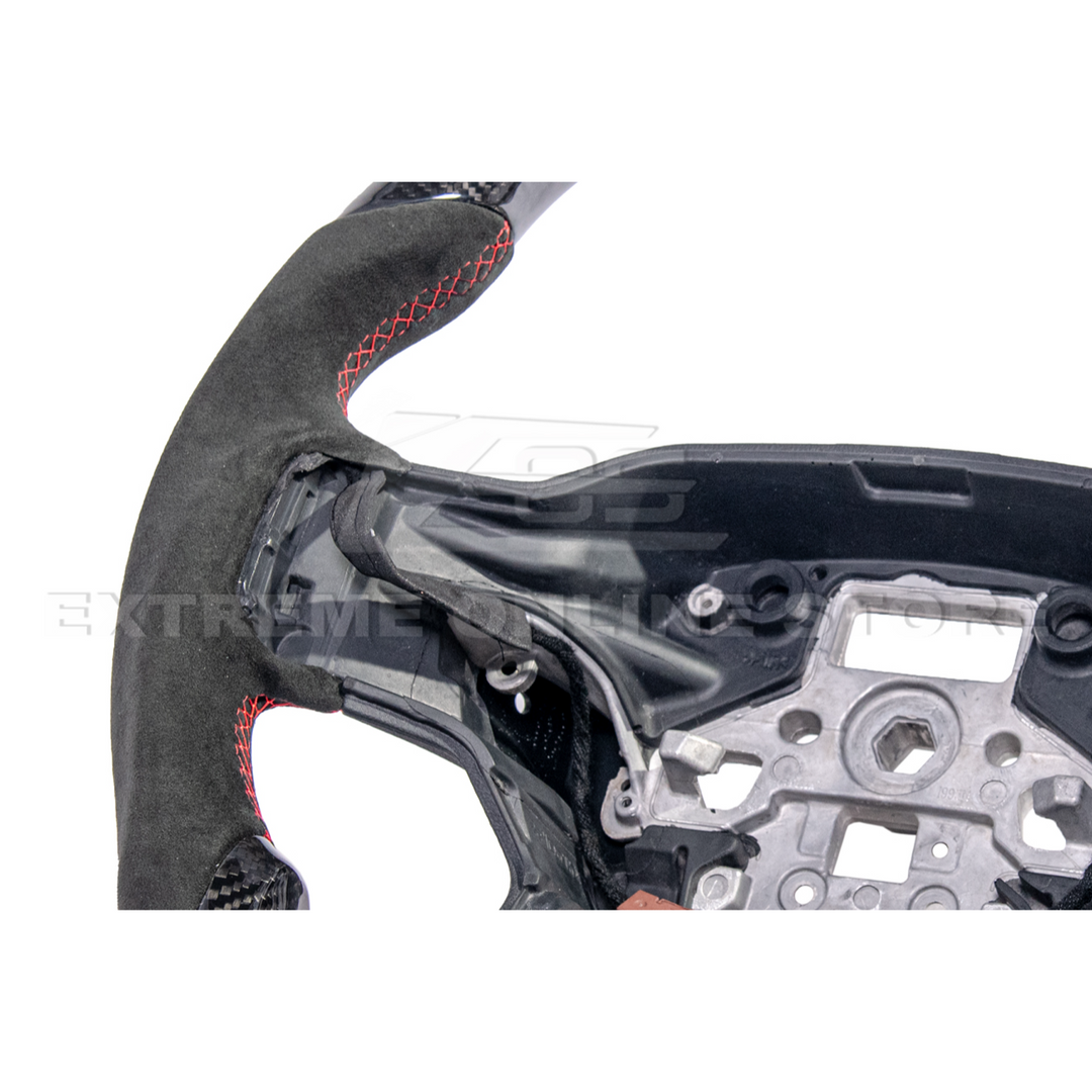 2021-Up Ford F-150 CARBON FIBER Alcantara Leather Red Stripe Steering Wheel