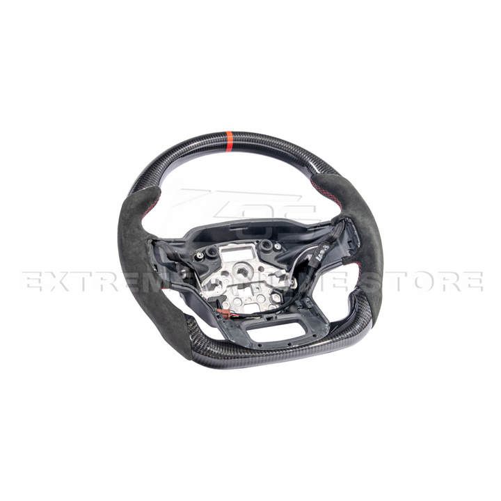 2021-Up Ford F-150 CARBON FIBER Alcantara Leather Red Stripe Steering Wheel