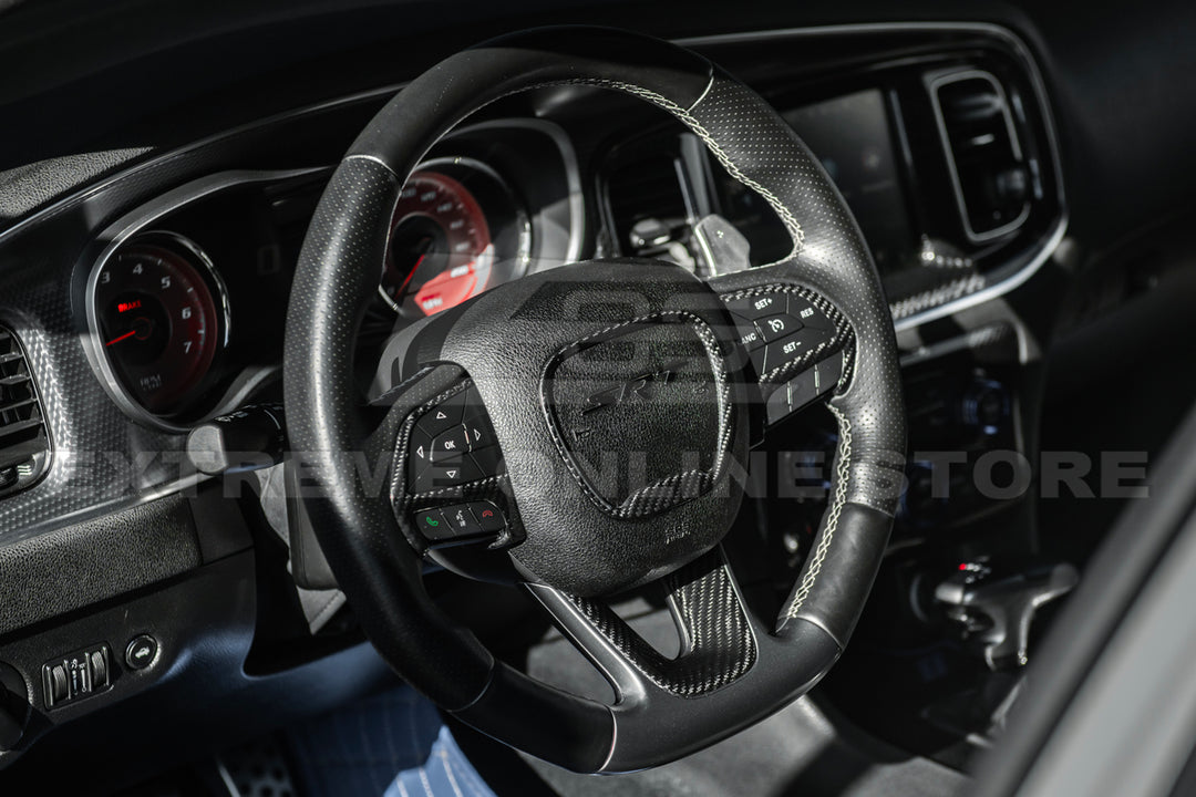 thumbnail image 2 of Carbon Fiber Steering Wheel Cover Trim Ring For Dodge Challenger/Charger 2015-2023 & Durango 2014+ 2 of 6