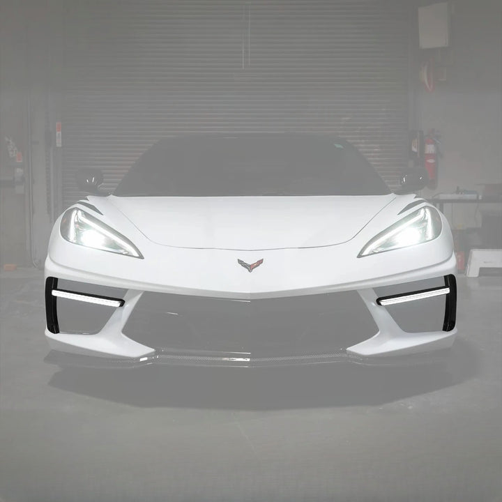 2020-Up Corvette C8 DRY CARBON FIBER Sequential LED DRL Light Bar Bezel Insert