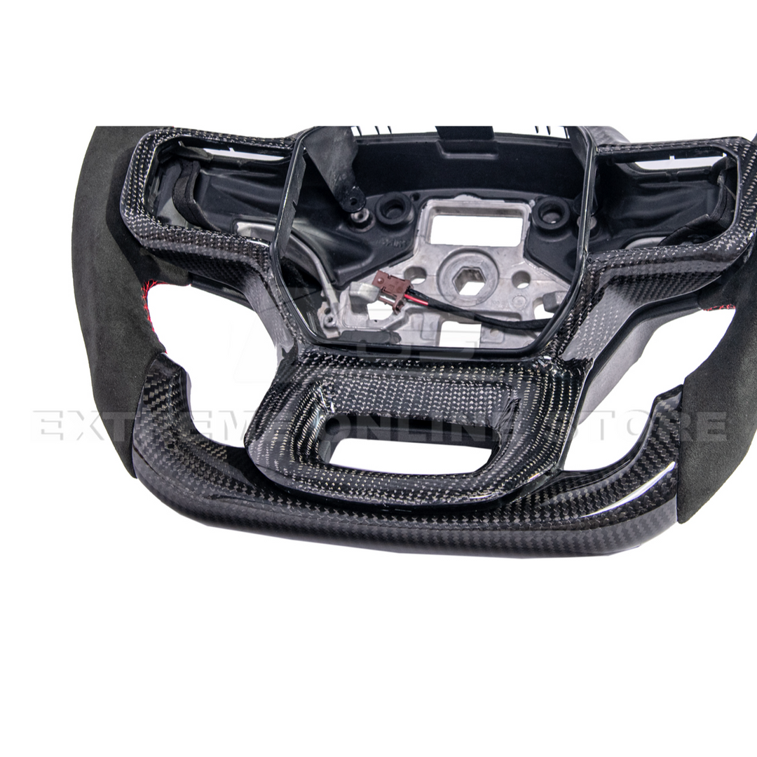 2021-Up Ford F-150 CARBON FIBER Alcantara Leather Red Stripe Steering Wheel