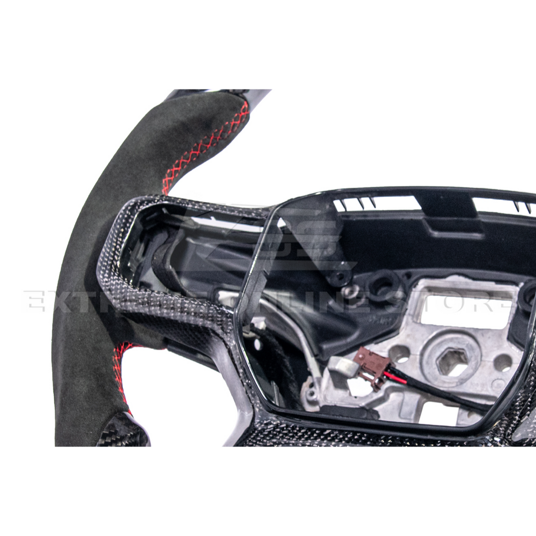 2021-Up Ford F-150 CARBON FIBER Alcantara Leather Red Stripe Steering Wheel