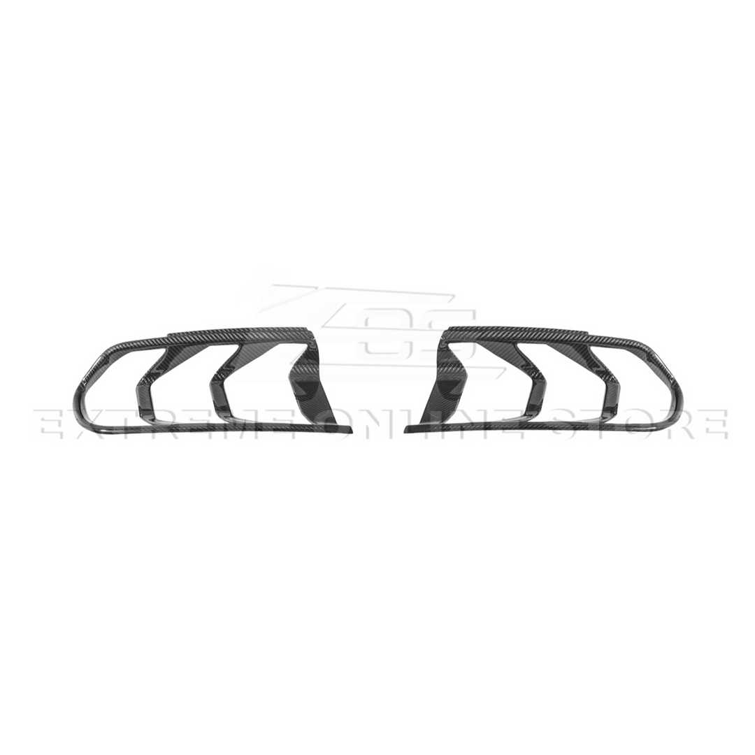 2018-23 Ford Mustang DRY CARBON FIBER Rear Tail Light Trim Bezel Cover Pair