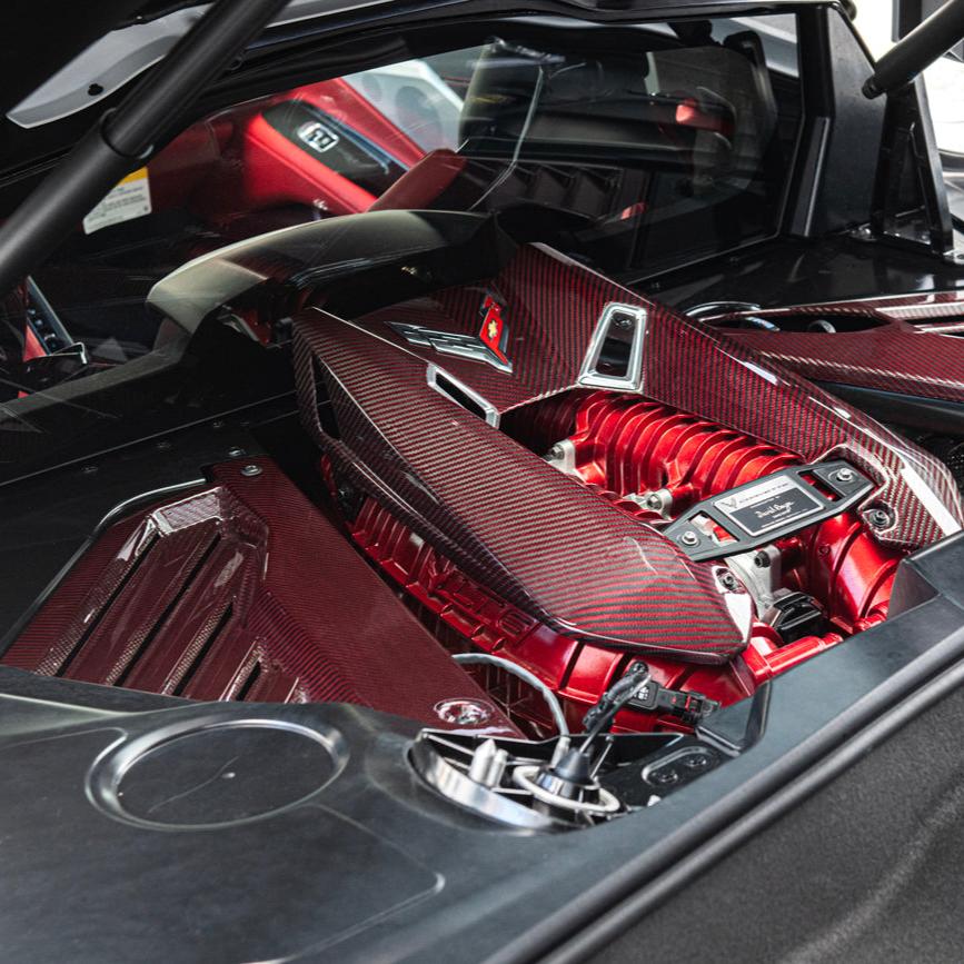 Corvette C8 Z06 Coupe DRY Red Carbon Engine &amp; Bay Panel Cover