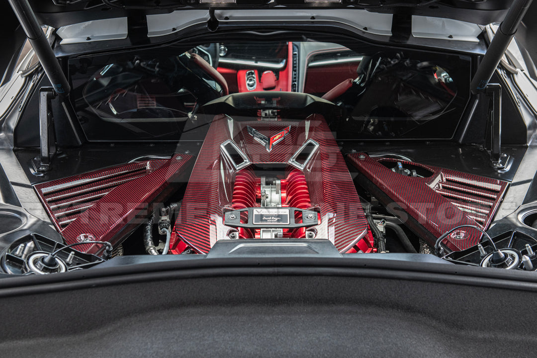 Corvette C8 Z06 Coupe DRY Red Carbon Engine &amp; Bay Panel Cover