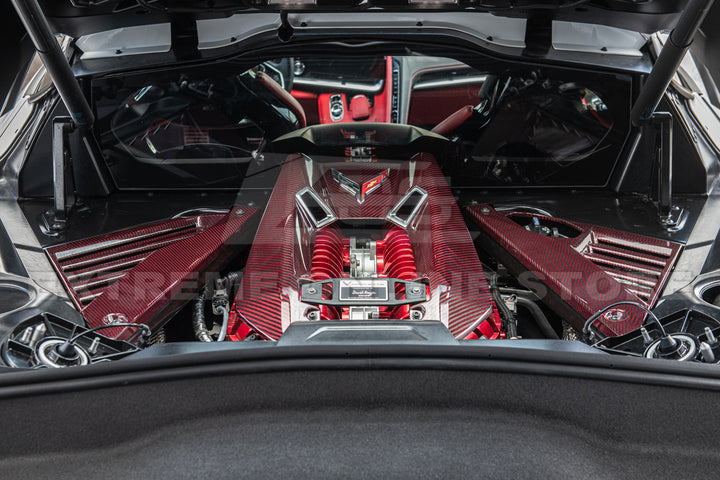 Corvette C8 Z06 Coupe DRY Red Carbon Engine &amp; Bay Panel Cover