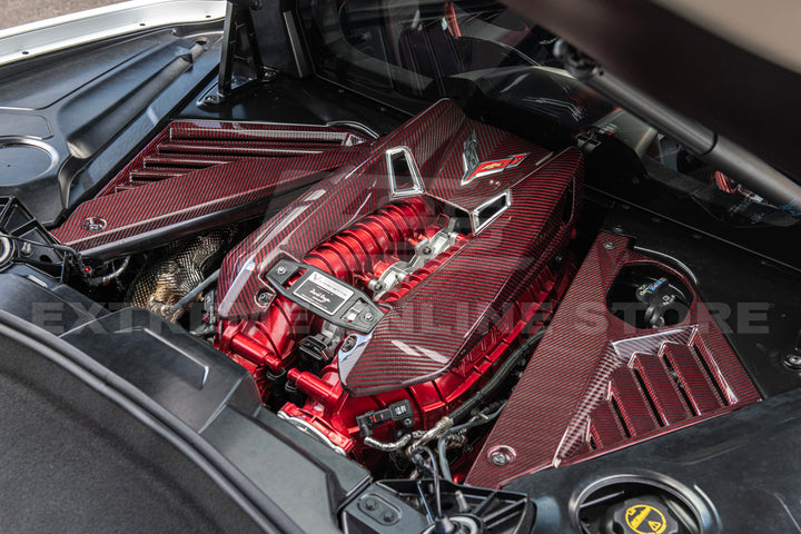 Corvette C8 Z06 Coupe DRY Red Carbon Engine &amp; Bay Panel Cover