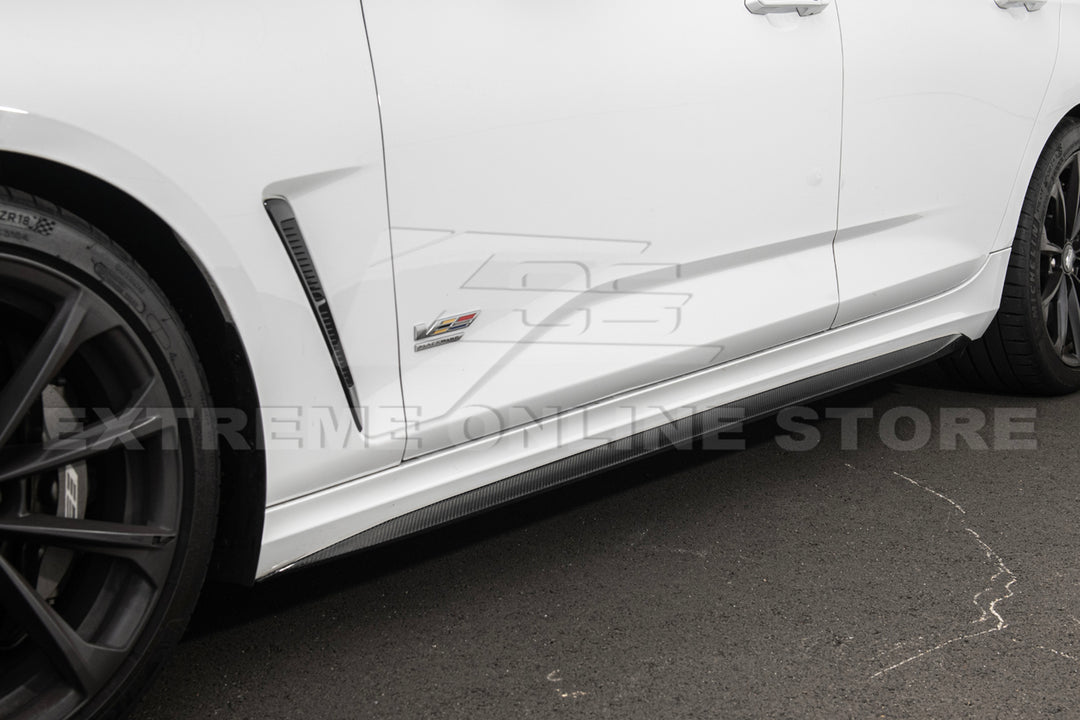 2020-Up Cadillac CT4-V Blackwing Front Lip Splitter Winglets &amp; Side Skirts