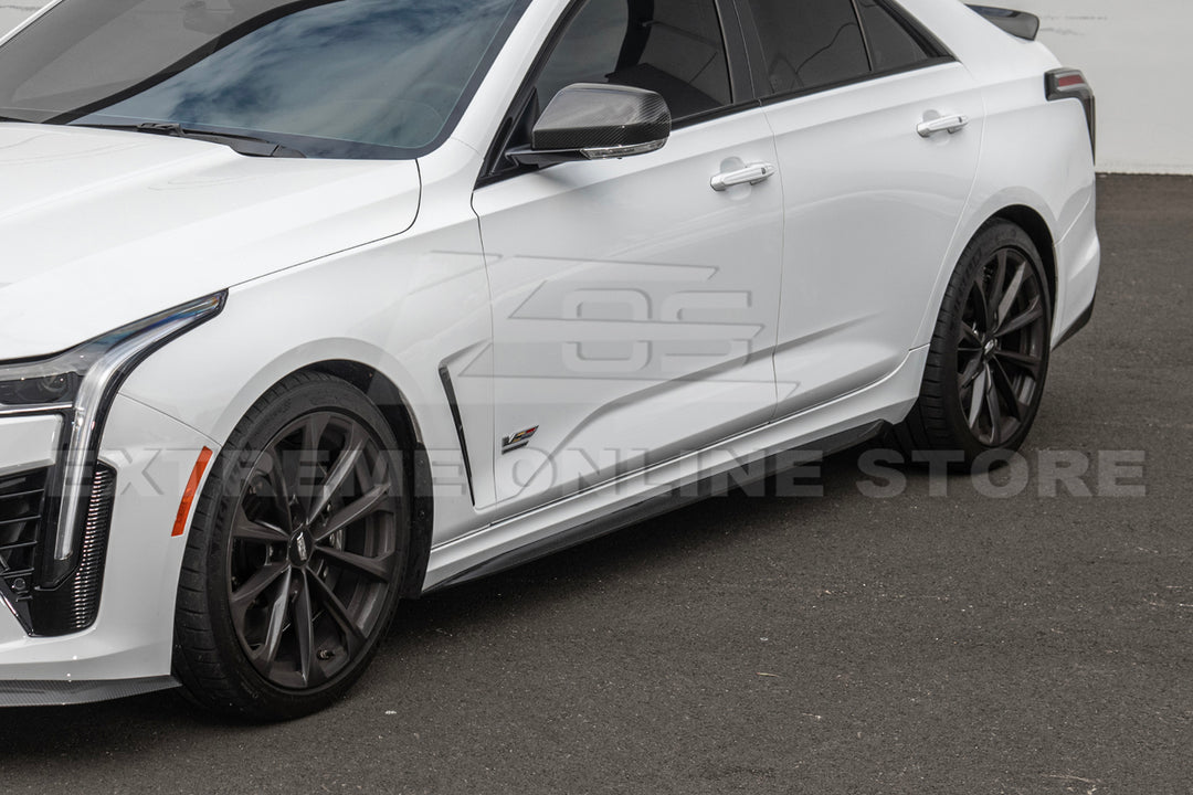 2020-Up Cadillac CT4-V Blackwing Front Lip Splitter Winglets &amp; Side Skirts