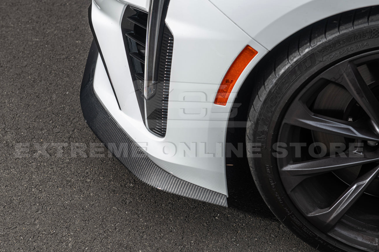 2020-Up Cadillac CT4-V Blackwing Front Lip Splitter Winglets & Side Skirts