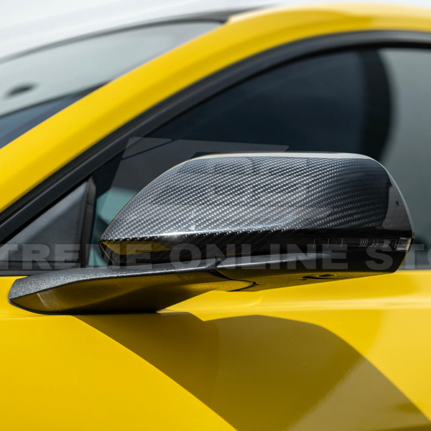 2015-Up Ford Mustang DRY Carbon Fiber Side Mirror Cap Cover Pair