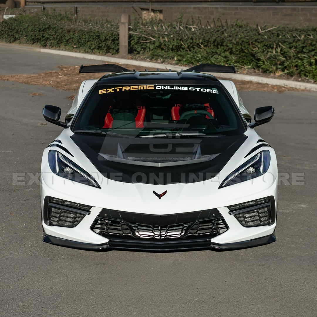 Corvette C8 ZR1 MATTE BLACK Front Bumper Vented Extractor Hood