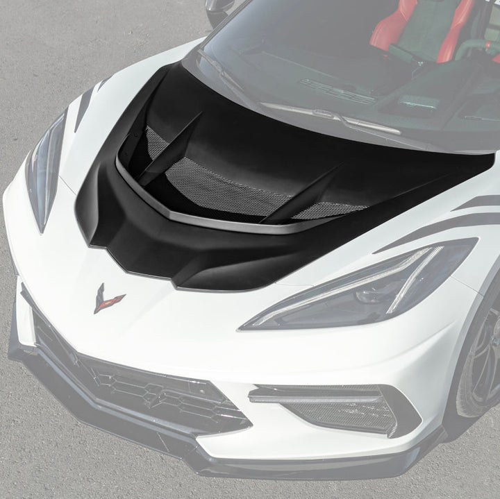 Corvette C8 ZR1 MATTE BLACK Front Bumper Vented Extractor Hood