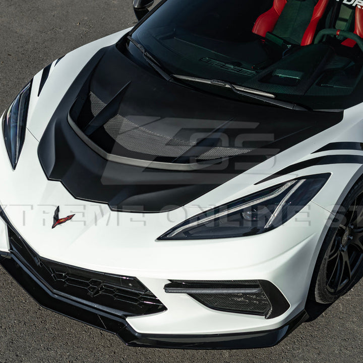Corvette C8 ZR1 MATTE BLACK Front Bumper Vented Extractor Hood