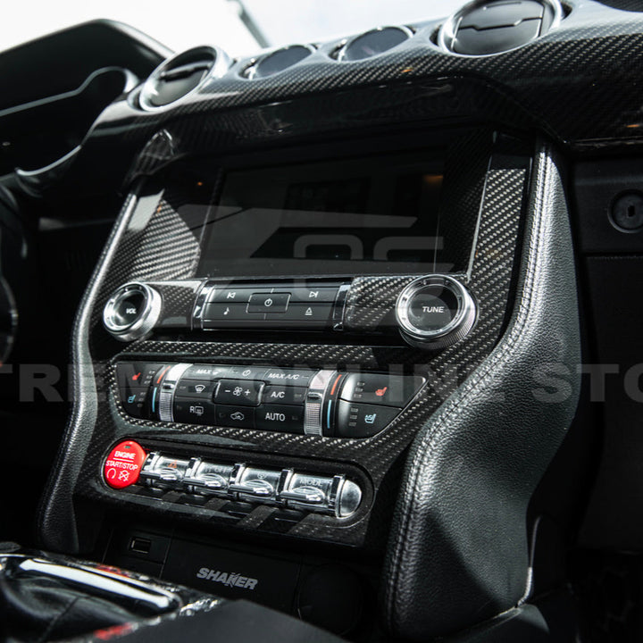 2015-23 Ford Mustang DRY CARBON FIBER Center Console Control Panel Cover