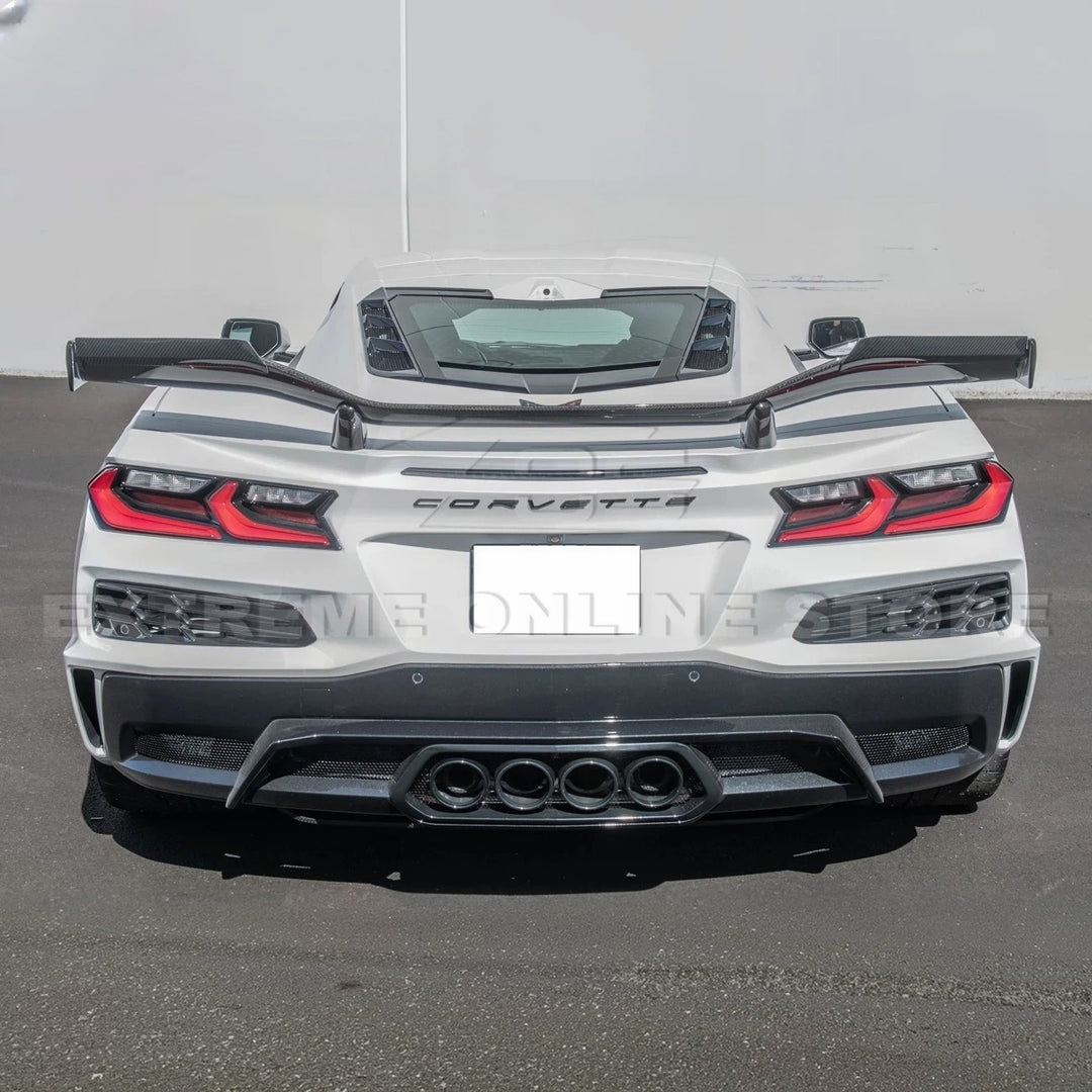 Corvette C8 Z06 DRY CARBON FIBER High Wing Spoiler Wicker Bill Extension