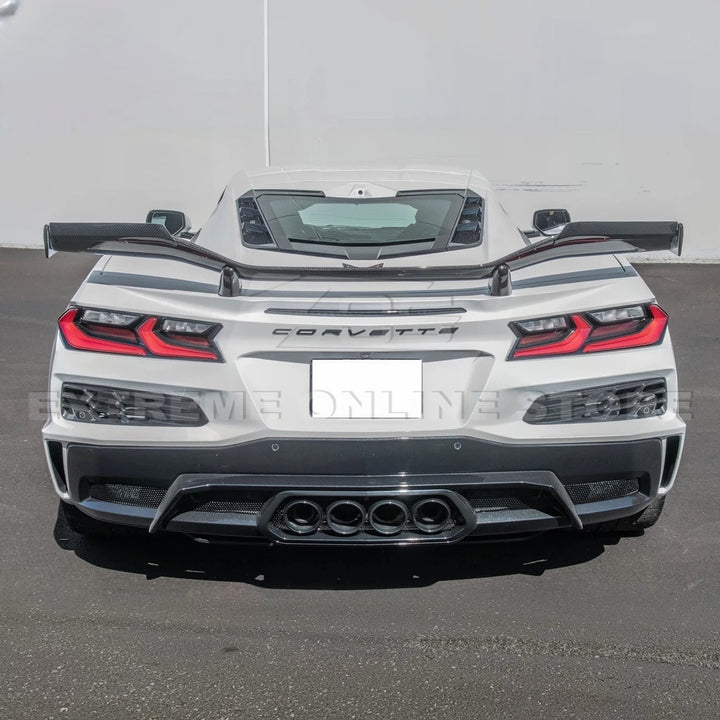 Corvette C8 Z06 DRY CARBON FIBER High Wing Spoiler Wicker Bill Extension