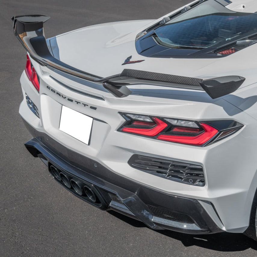 Corvette C8 Z06 Carbon Fiber High Wing Spoiler Add-On Wickerbill