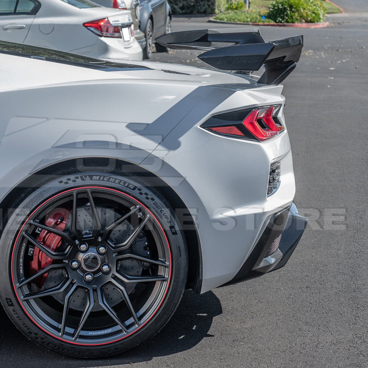 Corvette C8 Z06 DRY CARBON FIBER High Wing Spoiler Wicker Bill Extension