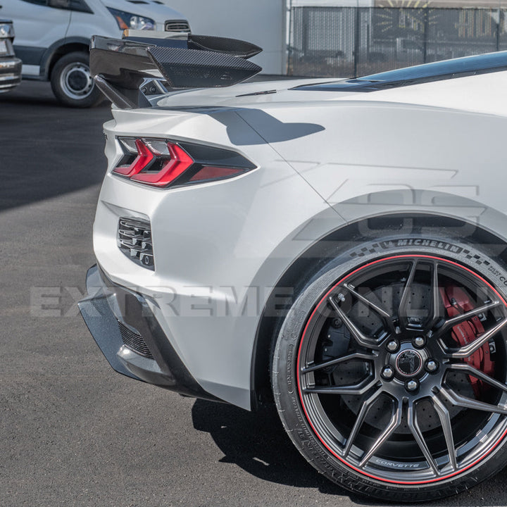 Corvette C8 Z06 DRY CARBON FIBER High Wing Spoiler Wicker Bill Extension