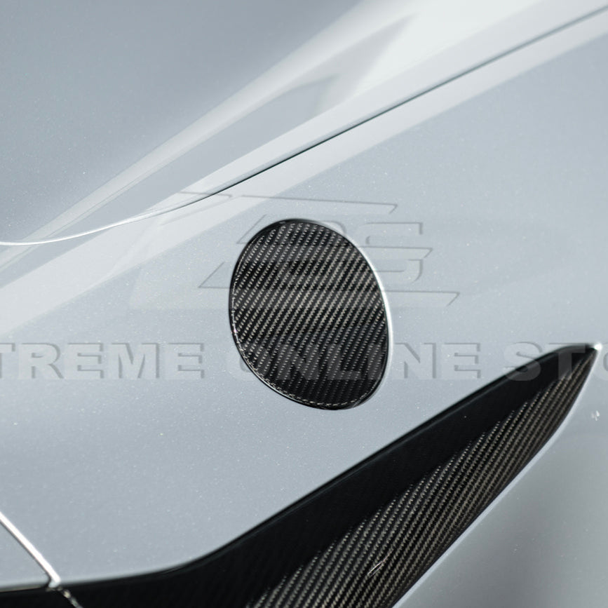 2020-Up Corvette C8 | DRY CARBON FIBER Side Fender Fuel Tank Gas Lid Cover
