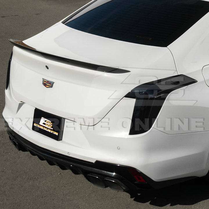 2020-Up Cadillac CT4 | SMOKE TINTED Rear Tail Light Trim Bezel Cover Pair
