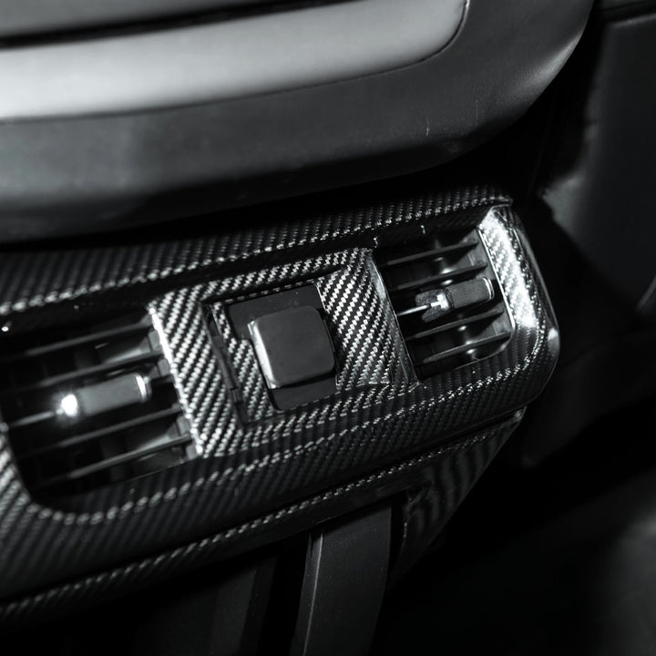 2021-Up Ford F-150 Dry Carbon Fiber Center Console Rear AC Outlet Anti-Kick Panel Cover Overlay