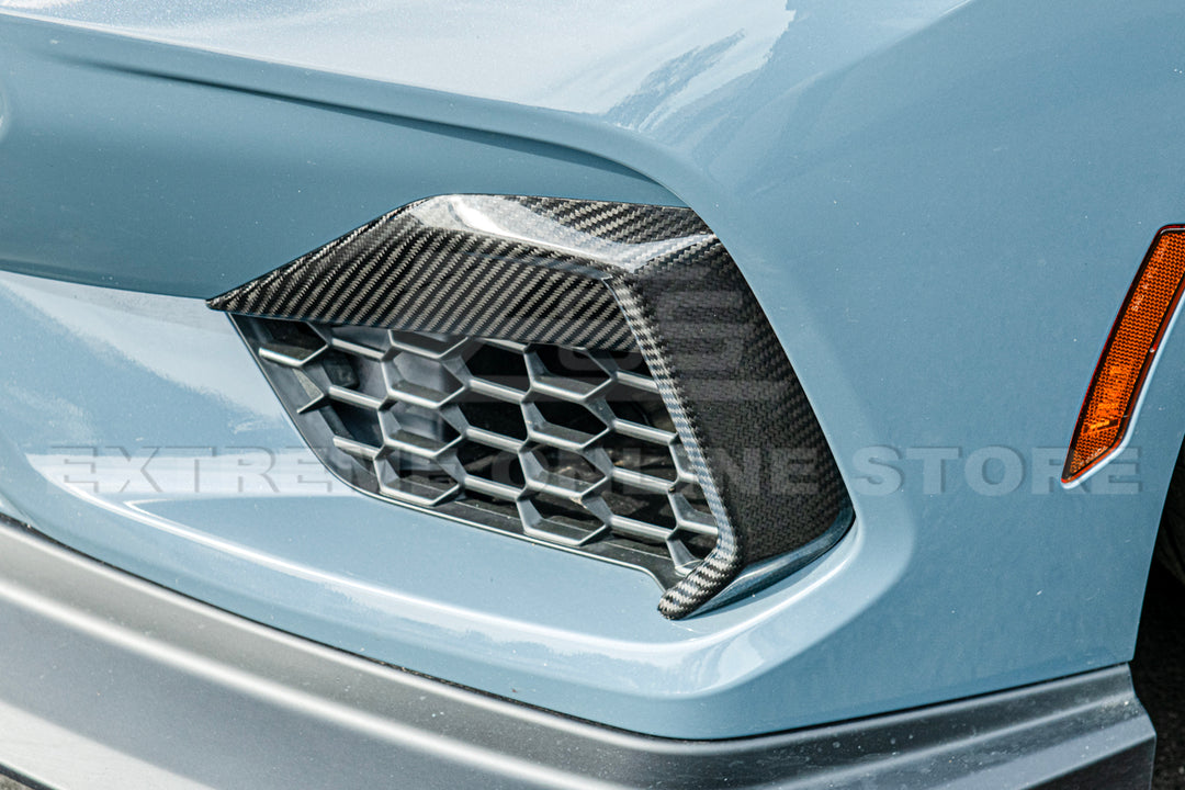2024+ Ford Mustang GT DRY CARBON FIBER Front Side Grille Inserts