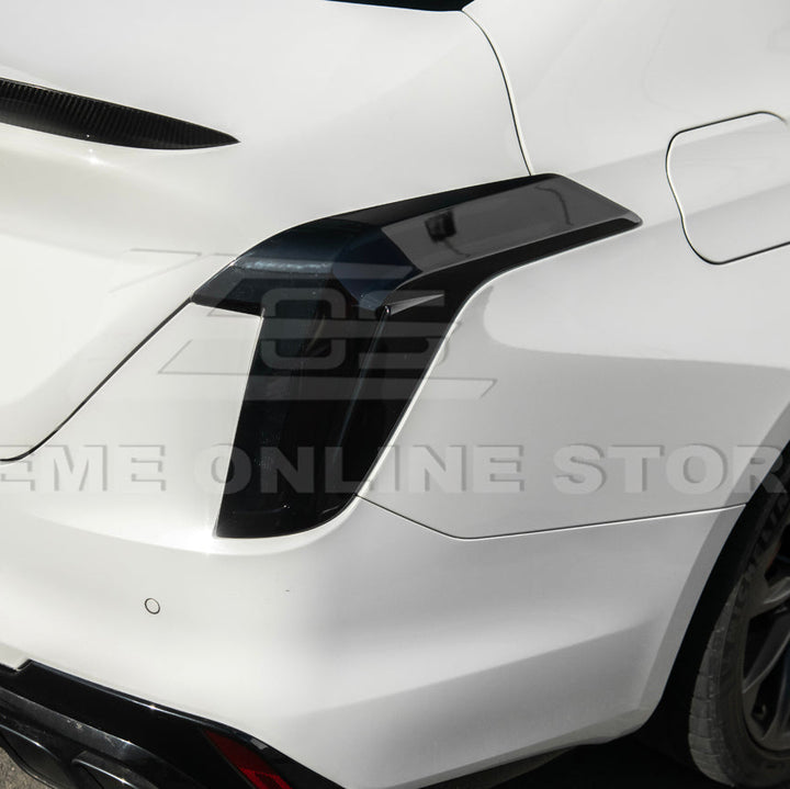 2020-Up Cadillac CT4 | SMOKE TINTED Rear Tail Light Trim Bezel Cover Pair