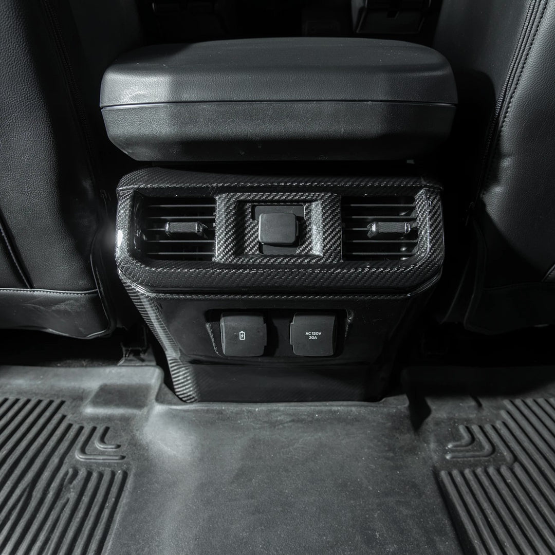 2021-Up Ford F-150 Dry Carbon Fiber Center Console Rear AC Outlet Anti-Kick Panel Cover Overlay