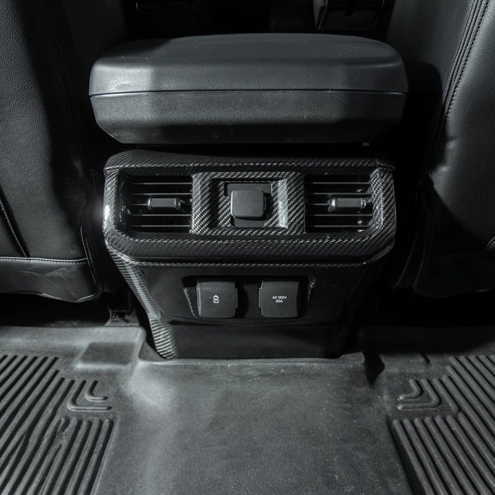 2021-Up Ford F-150 Dry Carbon Fiber Center Console Rear AC Outlet Anti-Kick Panel Cover Overlay