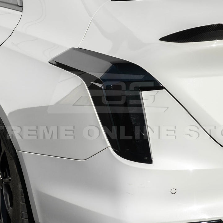 2020-Up Cadillac CT4 | SMOKE TINTED Rear Tail Light Trim Bezel Cover Pair