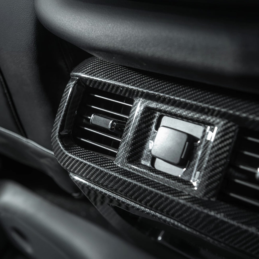 2021-Up Ford F-150 Dry Carbon Fiber Center Console Rear AC Outlet Anti-Kick Panel Cover Overlay