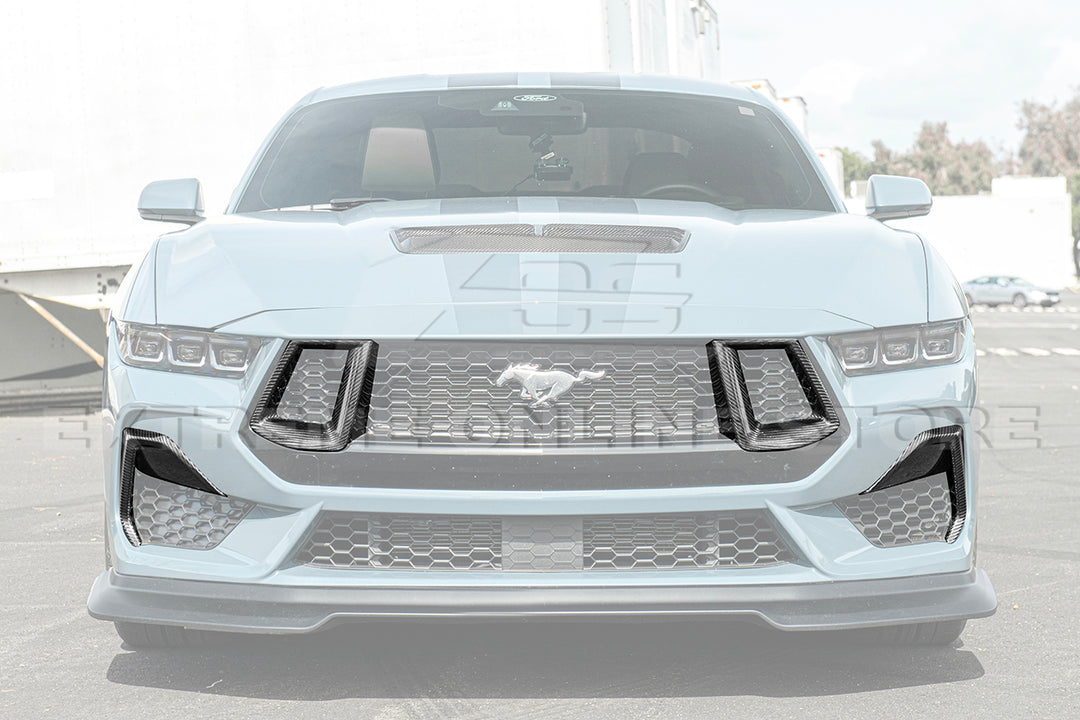 2024+ Ford Mustang GT DRY CARBON FIBER Front Side Grille Inserts