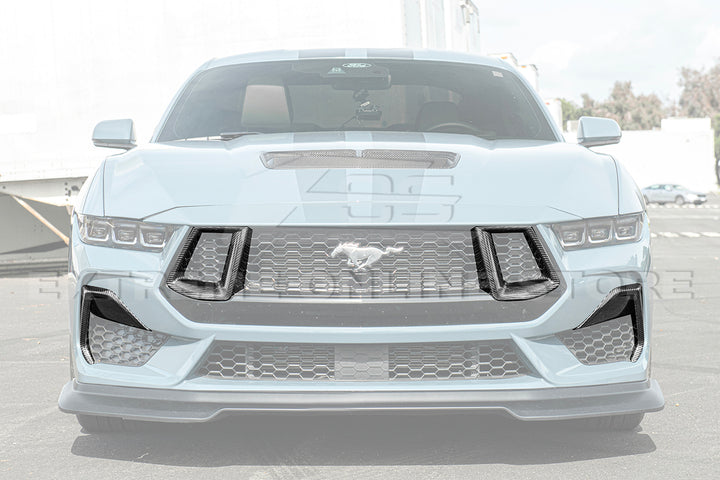 2024+ Ford Mustang GT DRY CARBON FIBER Front Side Grille Inserts