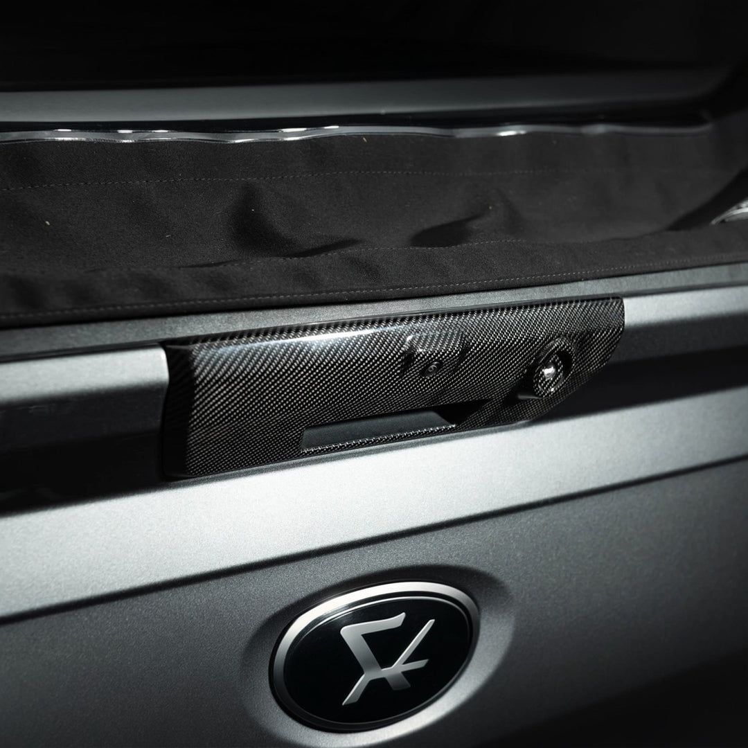 2021-Up Ford F-150 &amp; F-150 Lightning Dry Carbon Fiber Tailgate Handle Cover Overlay