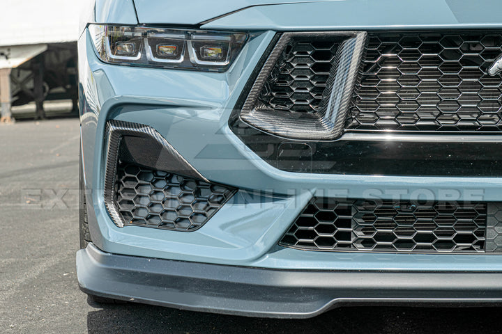 2024+ Ford Mustang GT DRY CARBON FIBER Front Side Grille Inserts